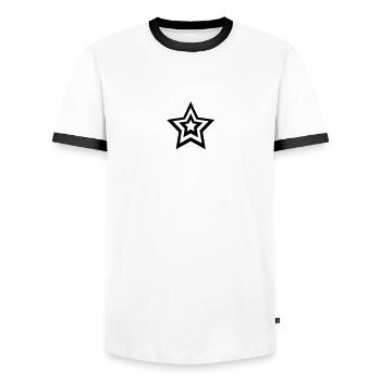 stern_20 - Men's Ringer Shirt - white/black - Front - AI Model Female 172 light (172cm) & AI Model Male 178 dark (178cm)