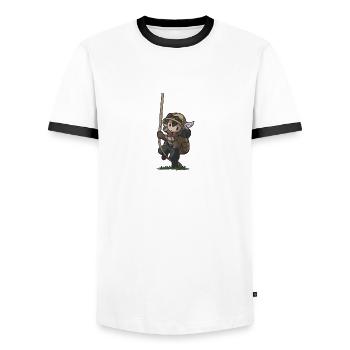 Made in Abyss - Explorer - Men's Ringer Shirt - white/black - Front - AI Model Female 172 light (172cm) & AI Model Male 178 dark (178cm)