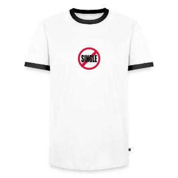 single - Men's Ringer Shirt - white/black - Front - AI Model Female 172 light (172cm) & AI Model Male 178 dark (178cm)