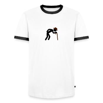 Old Man - Men's Ringer Shirt - white/black - Front - AI Model Female 172 light (172cm) & AI Model Male 178 dark (178cm)