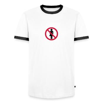 No Woman - Men's Ringer Shirt - white/black - Front - AI Model Female 172 light (172cm) & AI Model Male 178 dark (178cm)