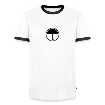 Umbrella Logo - Men's Ringer Shirt - white/black - Front - AI Model Female 172 light (172cm) & AI Model Male 178 dark (178cm)