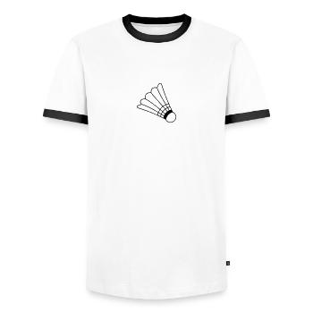 Badminton - Men's Ringer Shirt - white/black - Front - AI Model Female 172 light (172cm) & AI Model Male 178 dark (178cm)