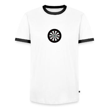 Dart Board - Männer Kontrast-T-Shirt - Weiß/Schwarz - Vorne - AI Model Female 172 light (172cm) & AI Model Male 178 dark (178cm)