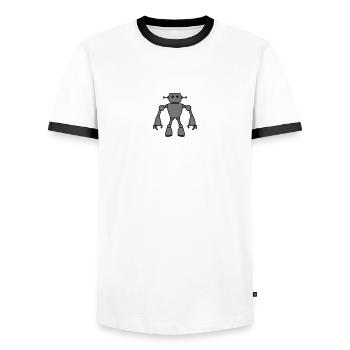 Robot Man - Männer Kontrast-T-Shirt - Weiß/Schwarz - Vorne - AI Model Female 172 light (172cm) & AI Model Male 178 dark (178cm)
