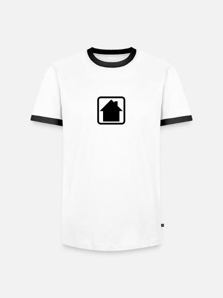Haus Logo Button Symbol - Männer Kontrast-T-Shirt - Weiß/Schwarz