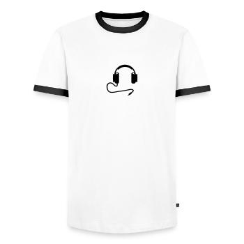 Headphones - Men's Ringer Shirt - white/black - Front - AI Model Female 172 light (172cm) & AI Model Male 178 dark (178cm)