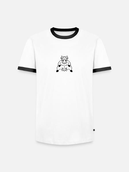 Fat cow sitting fat udder - Men's Ringer Shirt - white/black