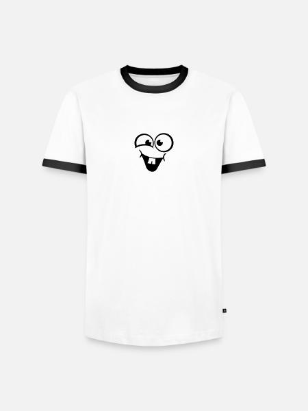 Laughing cheerful cute face - Men's Ringer Shirt - white/black