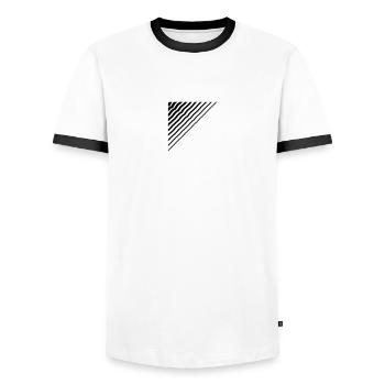 Triangular shape lines Many lines pattern - Men's Ringer Shirt - white/black - Front - AI Model Female 172 light (172cm) & AI Model Male 178 dark (178cm)