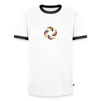 Black Red Gold Circle Germany flag - Men's Ringer Shirt - white/black - Front - AI Model Female 172 light (172cm) & AI Model Male 178 dark (178cm)