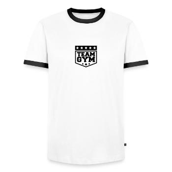 équipe gym manteau d'entraînement gym bête mode co - T-shirt contrasté Homme - blanc/noir - Devant - AI Model Female 172 light (172cm) & AI Model Male 178 dark (178cm)