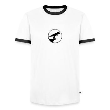 nachts mond klippe heulen wolf t-rex tyrannosaurus - Männer Kontrast-T-Shirt - Weiß/Schwarz - Vorne - AI Model Female 172 light (172cm) & AI Model Male 178 dark (178cm)
