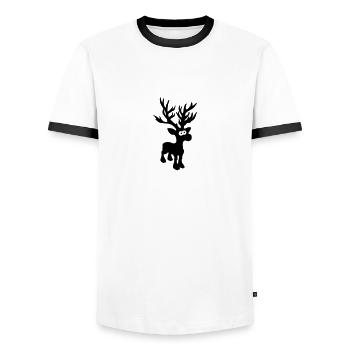 mignon orignal caribou cerfs renne Rudolph Norvège - T-shirt contrasté Homme - blanc/noir - Devant - AI Model Female 172 light (172cm) & AI Model Male 178 dark (178cm)