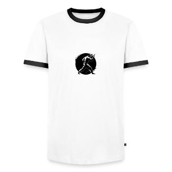 Judo sport - T-shirt contrasté Homme - blanc/noir - Devant - AI Model Female 172 light (172cm) & AI Model Male 178 dark (178cm)
