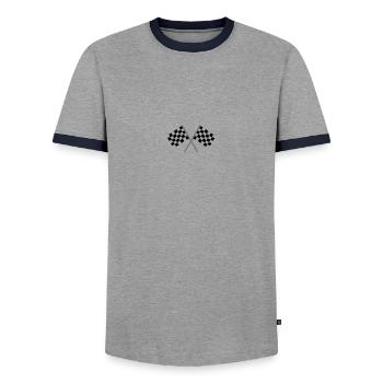 Zielflagge, Racing Team - Männer Kontrast-T-Shirt - Grau/Navy  - Vorne - AI Model Female 172 light (172cm) & AI Model Male 178 light (178cm)