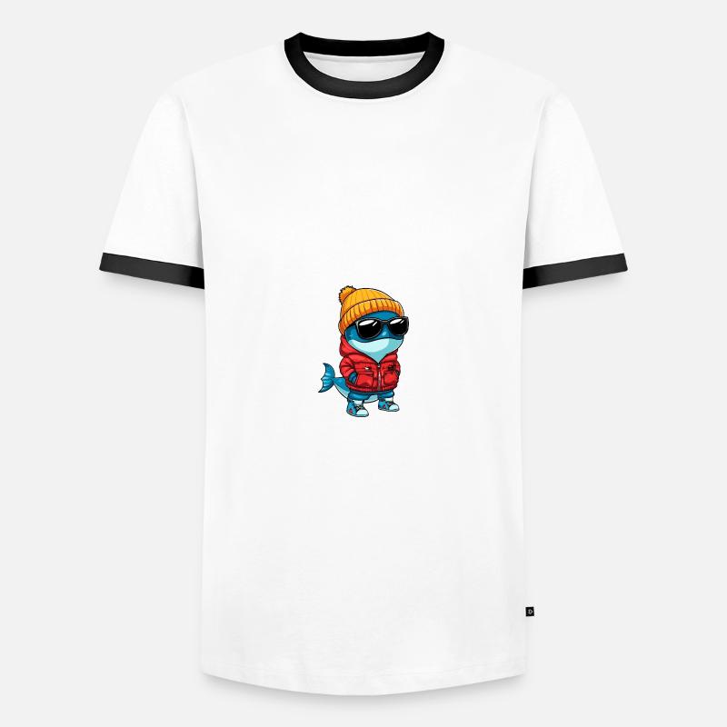 Whale Winter Comic - Men's Ringer Shirt - white/black
