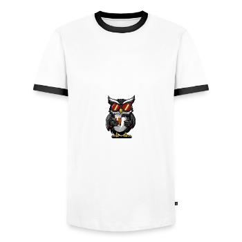 hibou après-ski bière bande dessinée - T-shirt contrasté Homme - blanc/noir - Devant - AI Model Female 172 light (172cm) & AI Model Male 178 dark (178cm)