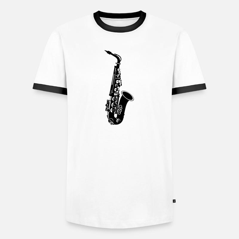 saxophone - Men's Ringer Shirt - white/black