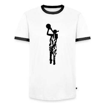 Women basketball tribal eu - Men's Ringer Shirt - white/black - Front - AI Model Female 172 light (172cm) & AI Model Male 178 dark (178cm)