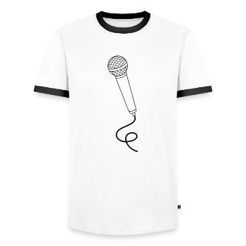 Microphone - Men's Ringer Shirt - white/black - Front - AI Model Female 172 light (172cm) & AI Model Male 178 dark (178cm)