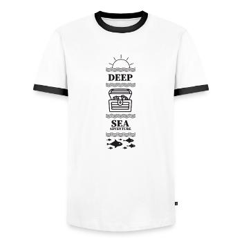 Aventure en haute mer - T-shirt contrasté Homme - blanc/noir - Devant - AI Model Female 172 light (172cm) & AI Model Male 178 dark (178cm)