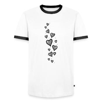 Coeur Paillettes Coeur Paillettes - T-shirt contrasté Homme - blanc/noir - Devant - AI Model Female 172 light (172cm) & AI Model Male 178 dark (178cm)
