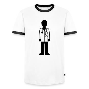 Doktor Arzt - Männer Kontrast-T-Shirt - Weiß/Schwarz - Vorne - AI Model Female 172 light (172cm) & AI Model Male 178 dark (178cm)