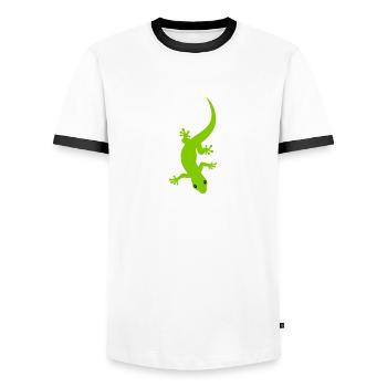 Gecko - Männer Kontrast-T-Shirt - Weiß/Schwarz - Vorne - AI Model Female 172 light (172cm) & AI Model Male 178 dark (178cm)