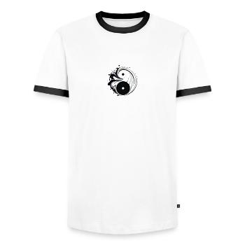 Yin Yang - Männer Kontrast-T-Shirt - Weiß/Schwarz - Vorne - AI Model Female 172 light (172cm) & AI Model Male 178 dark (178cm)