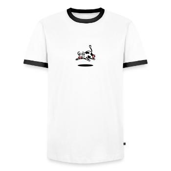 cow - Men's Ringer Shirt - white/black - Front - AI Model Female 172 light (172cm) & AI Model Male 178 dark (178cm)
