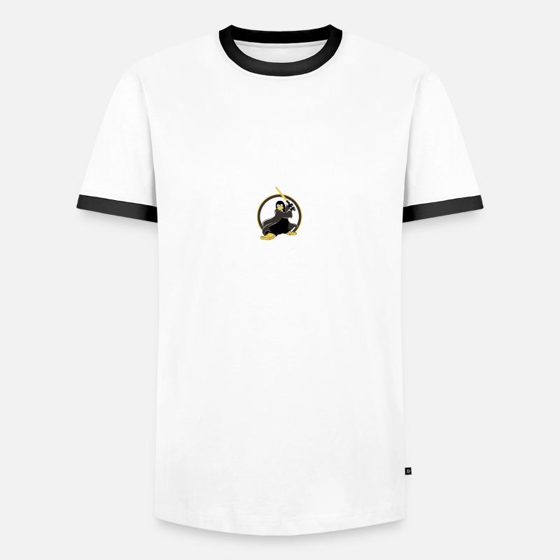 may_the_linux_source - Männer Kontrast-T-Shirt - Weiß/Schwarz