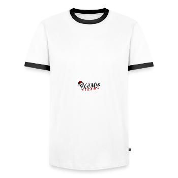Équipe de Noël - T-shirt contrasté Homme - blanc/noir - Devant - AI Model Female 172 light (172cm) & AI Model Male 178 dark (178cm)