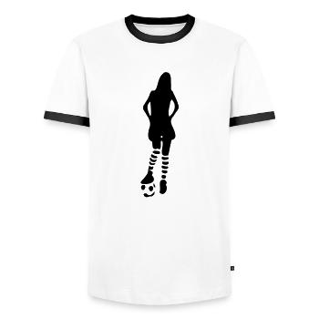 Girl playing football - Men's Ringer Shirt - white/black - Front - AI Model Female 172 light (172cm) & AI Model Male 178 dark (178cm)