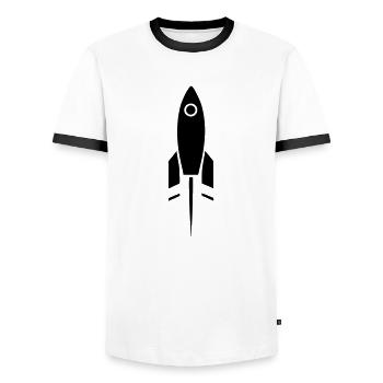 rocket - Men's Ringer Shirt - white/black - Front - AI Model Female 172 light (172cm) & AI Model Male 178 dark (178cm)