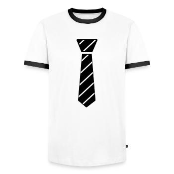 Tie - Men's Ringer Shirt - white/black - Front - AI Model Female 172 light (172cm) & AI Model Male 178 dark (178cm)