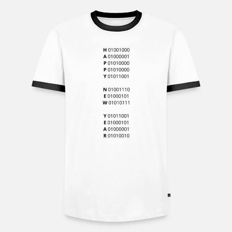 HAPPY NEW YEAR – binary code - Men's Ringer Shirt - white/black