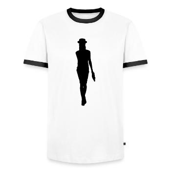 Frau Körper Silhouette Vektor-Design - Männer Kontrast-T-Shirt - Weiß/Schwarz - Vorne - AI Model Female 172 light (172cm) & AI Model Male 178 dark (178cm)