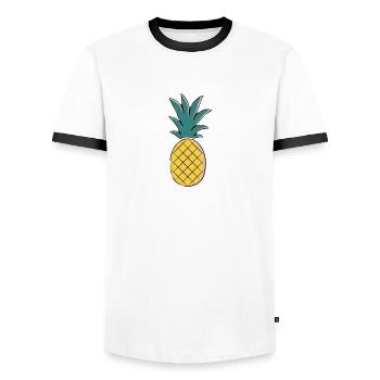 Pineapple - T-shirt contrasté Homme - blanc/noir - Devant - AI Model Female 172 light (172cm) & AI Model Male 178 dark (178cm)
