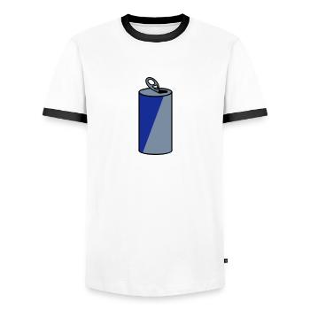 Getränkedose / beverage can (3c) - Men's Ringer Shirt - white/black - Front - AI Model Female 172 light (172cm) & AI Model Male 178 dark (178cm)