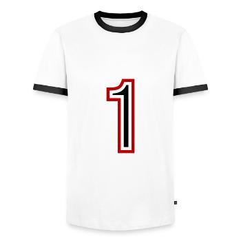 Justaucorps à 1 numéro d’année - T-shirt contrasté Homme - blanc/noir - Devant - AI Model Female 172 light (172cm) & AI Model Male 178 dark (178cm)