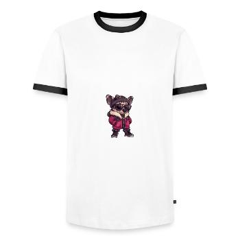 Hyäne Winter - Männer Kontrast-T-Shirt - Weiß/Schwarz - Vorne - AI Model Female 172 light (172cm) & AI Model Male 178 dark (178cm)