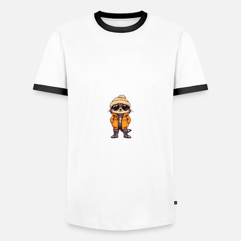 Erdmännchen Winter Comic - Männer Kontrast-T-Shirt - Weiß/Schwarz