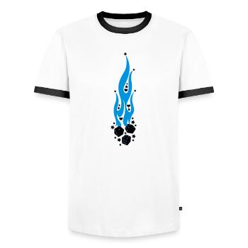 flammen - Men's Ringer Shirt - white/black - Front - AI Model Female 172 light (172cm) & AI Model Male 178 dark (178cm)