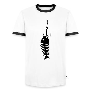 Fishing - Men's Ringer Shirt - white/black - Front - AI Model Female 172 light (172cm) & AI Model Male 178 dark (178cm)