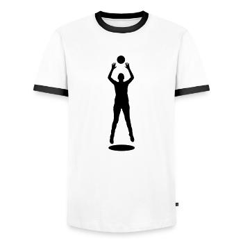 Volleyball Setter Silhouette - Men's Ringer Shirt - white/black - Front - AI Model Female 172 light (172cm) & AI Model Male 178 dark (178cm)