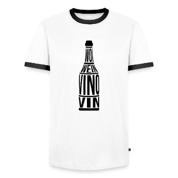 Weinflasche Woi Pfalz Wein Vino Schorle Pfälzer - Männer Kontrast-T-Shirt - Weiß/Schwarz - Vorne - AI Model Female 172 light (172cm) & AI Model Male 178 dark (178cm)