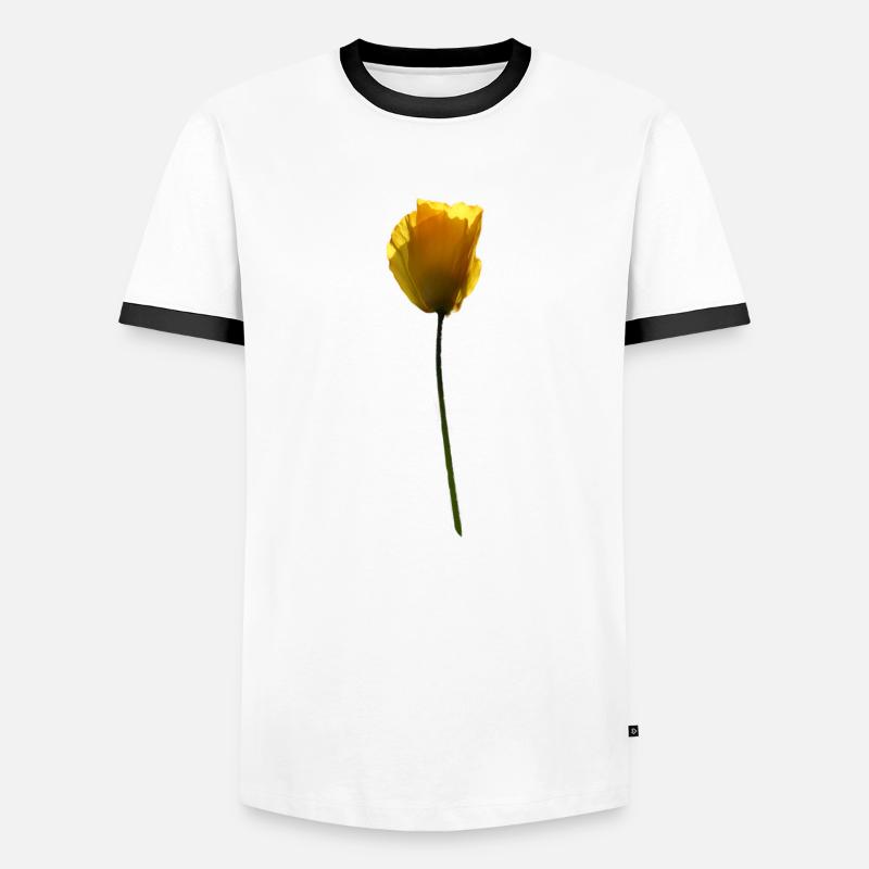 gelbe Mohnblume Mohn - Männer Kontrast-T-Shirt - Weiß/Schwarz