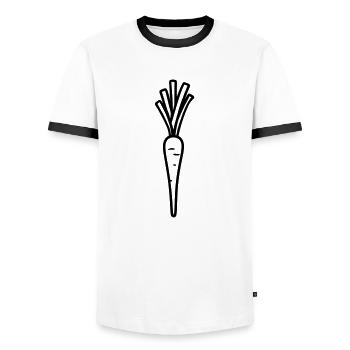 Carrot - Men's Ringer Shirt - white/black - Front - AI Model Female 172 light (172cm) & AI Model Male 178 dark (178cm)