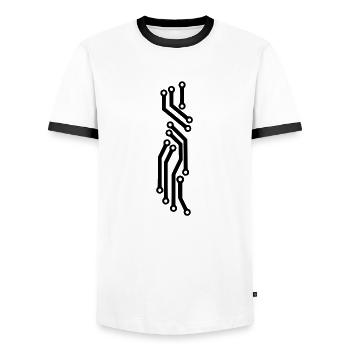 pcb - Men's Ringer Shirt - white/black - Front - AI Model Female 172 light (172cm) & AI Model Male 178 dark (178cm)
